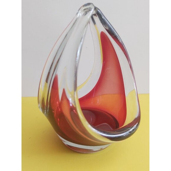 Vintage MCM glass vase/candy dish "Coquille" by Flygsfors, Sweden, Paul Kedelv - Picture 4 of 10